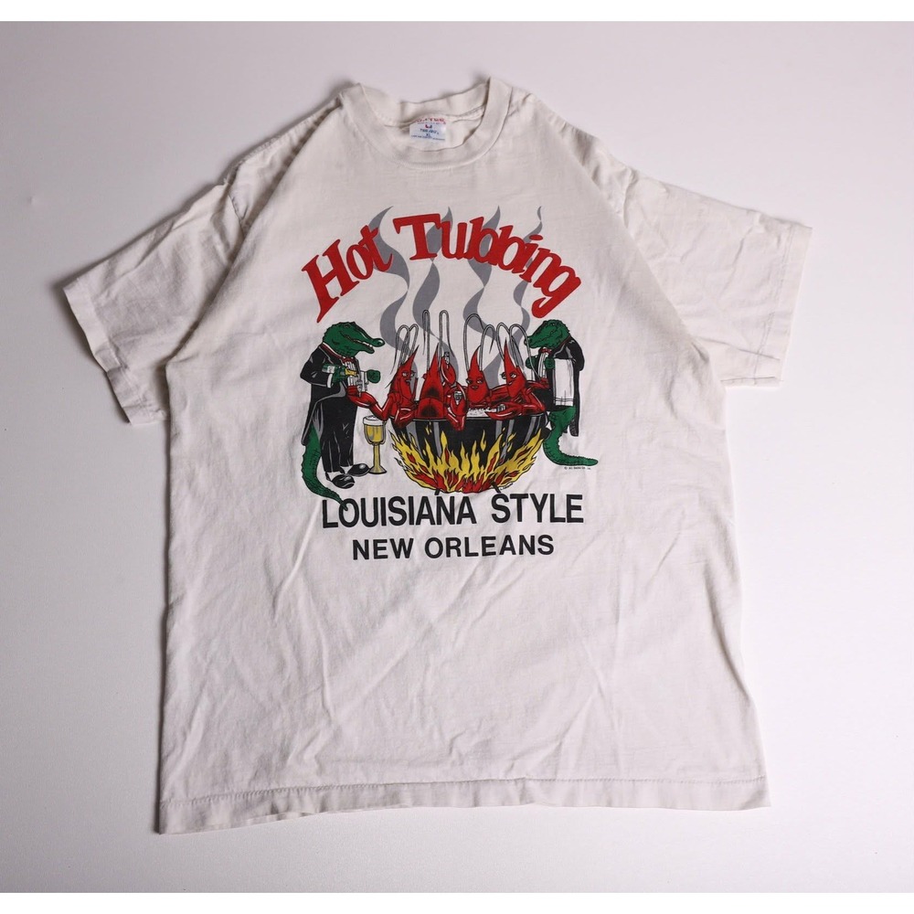 Vintage Tee Jays New Orleans Hot Tubbing Louisiana Style Shirt XL White USA - Picture 1 of 6